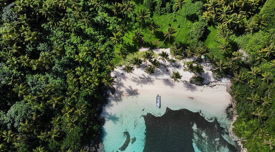 Tropical coastline and lush scenery