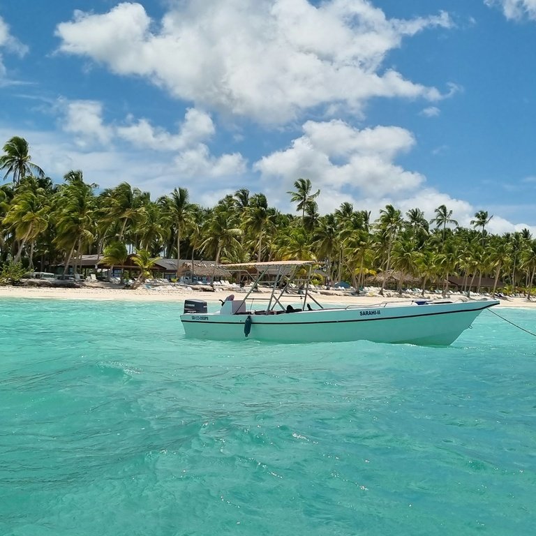 Boat at a Saona Island beach